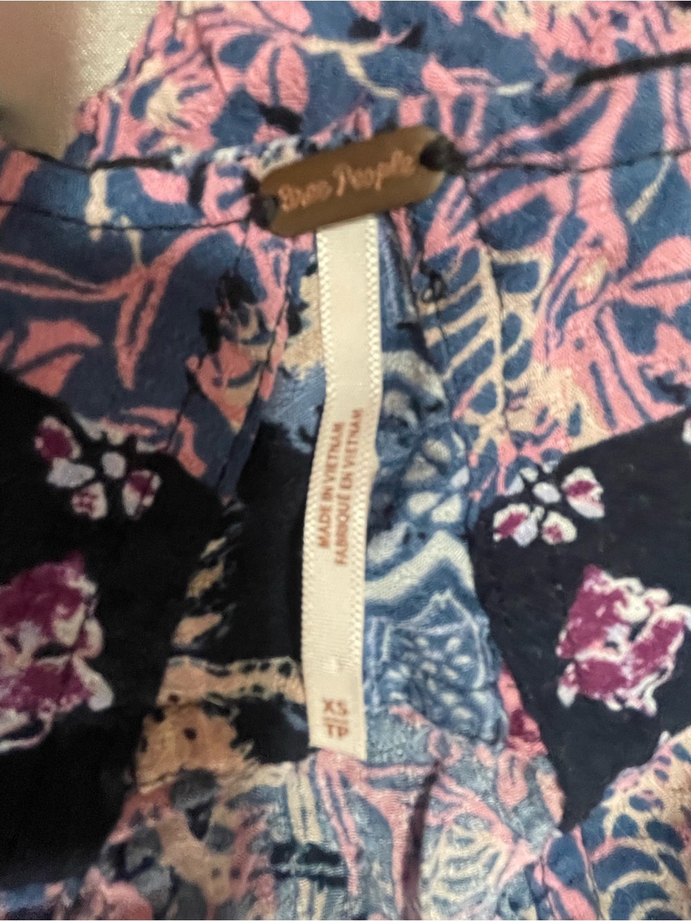 Free People Blue & Pink Patterned Ruffle Hem Cami - Picture 3 of 3